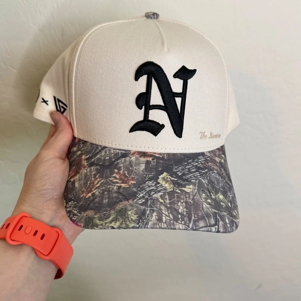 Woodn Grail Snapback Hat Cream Realtree Camo Old English N the Starters Mens